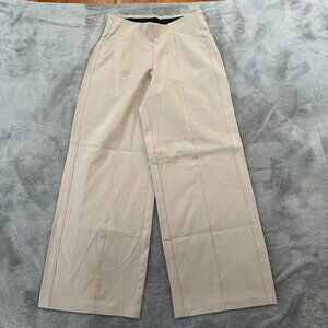 Old Navy High Rise Wide Leg Pixie Ponte Pants SMALL Tan Comfort Waistband